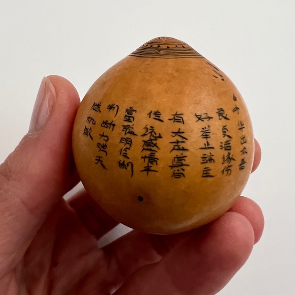 Antique lanzou carved etched gourd Chinese Zodiac year of Rabbit Bunny folk art - Picture 7 of 13